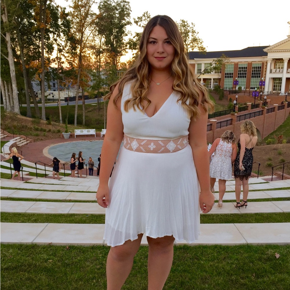 Free People White Dress w/ Lace Cutout